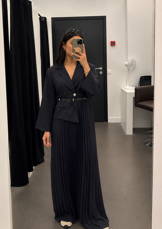 Eva Long Plissé Dress